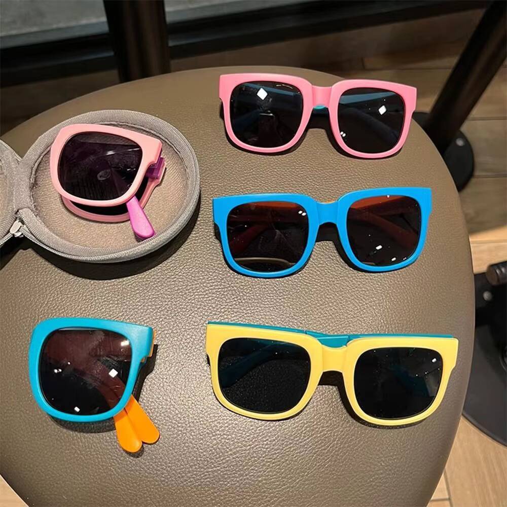 Kids Foldable Sunglasses Outdoor for Boys and Girls Travel Goggle Shades Vintage Square Frame UV Protection Sun Glasses ddmythur Z260305