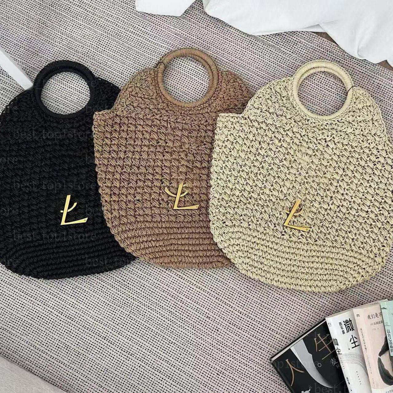 Beach Bag Designer Bag baskets bag Tote bag Travel vacation shoulder bag Straw Bag Hollow Out Shopping bag woman Handbag Knitting lady big capacity 3 color