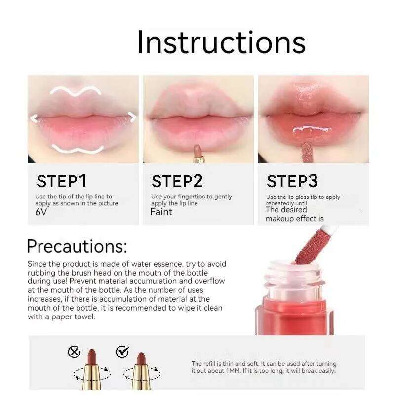 OUT OF OFFICE OOO Double-end Lipgloss and Lipliner Juicy Watery Liquid lipstick Soft Mist Lip Pencil Original Makeup Cosmetics X25070