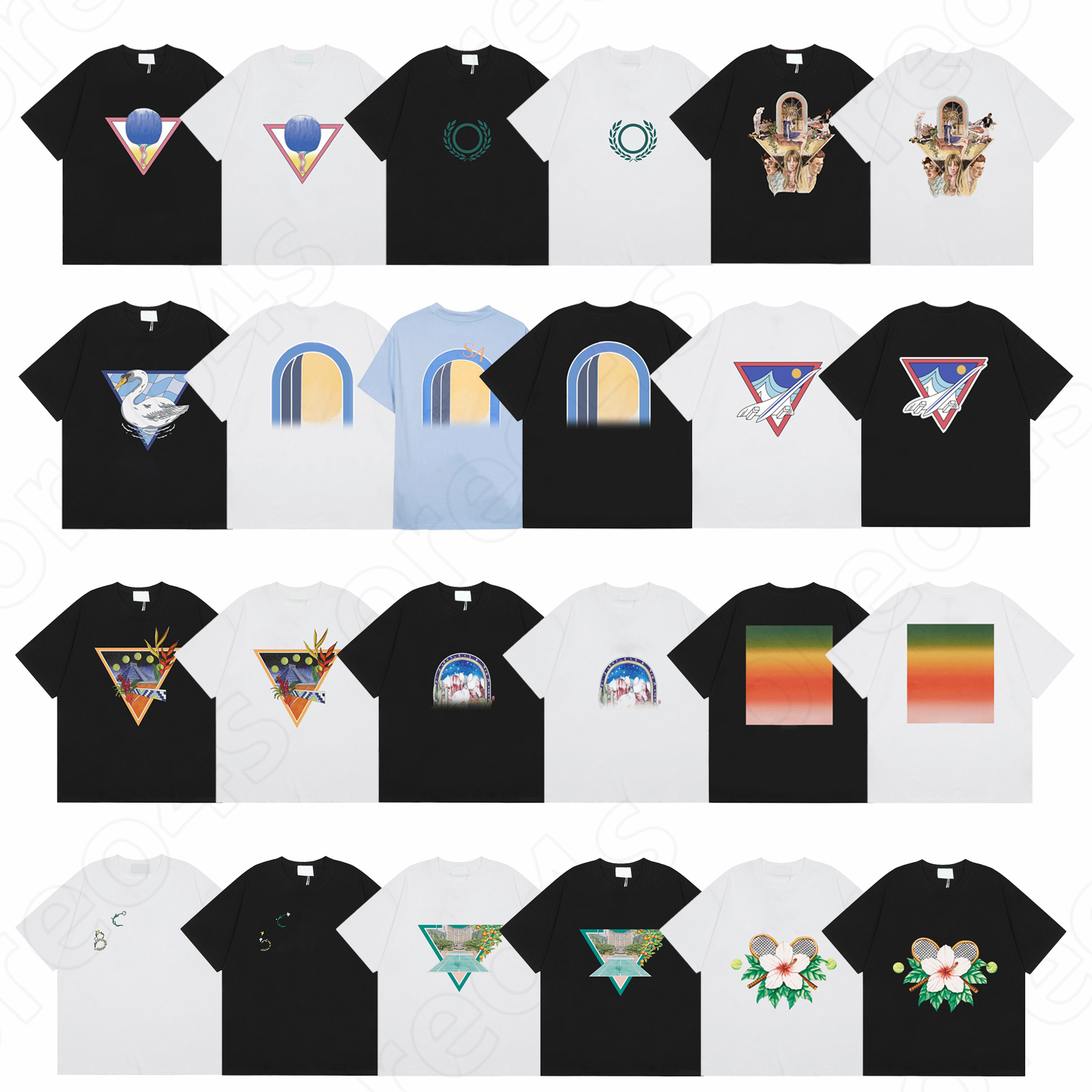Designer Mens T Shirt Loose casas blanca printed shirts Round Neck Short Sleeve Summer Fashion Casual High Street Top casas blanco Casual