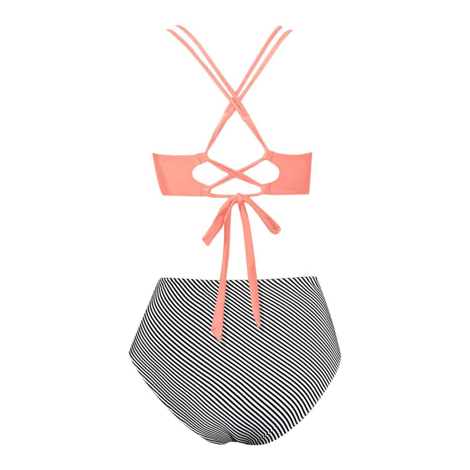 Brazilian Bikini Set Women Striped Crop Tops Swim Shorts Split Swimsuit 2024 New 2pcs Swimming Beachwear Sexy Bikinis Sets Traje XJ250624