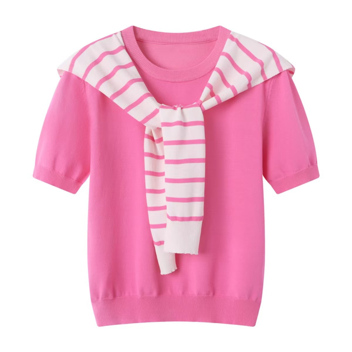 T1138 new spring and autumn knitted striped shawl outerwear thin women's summer