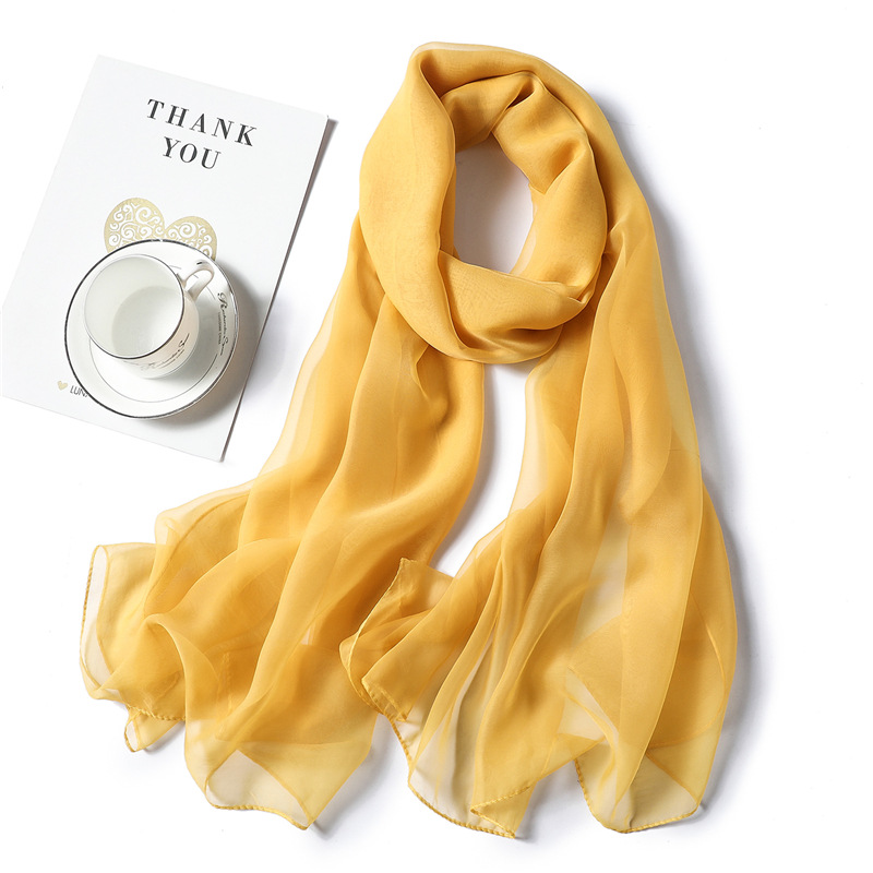 K1237 New pure color versatile soft yarn scarf female imitation silk Korean silk scarf female summer sunscreen shawl imitation beach towel