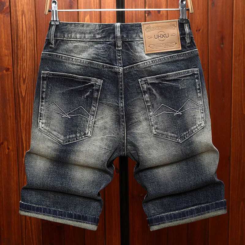 High-end ripped patch denim shorts for men in the summer of 2025 trendy and fashionable style classic retro pants W250705