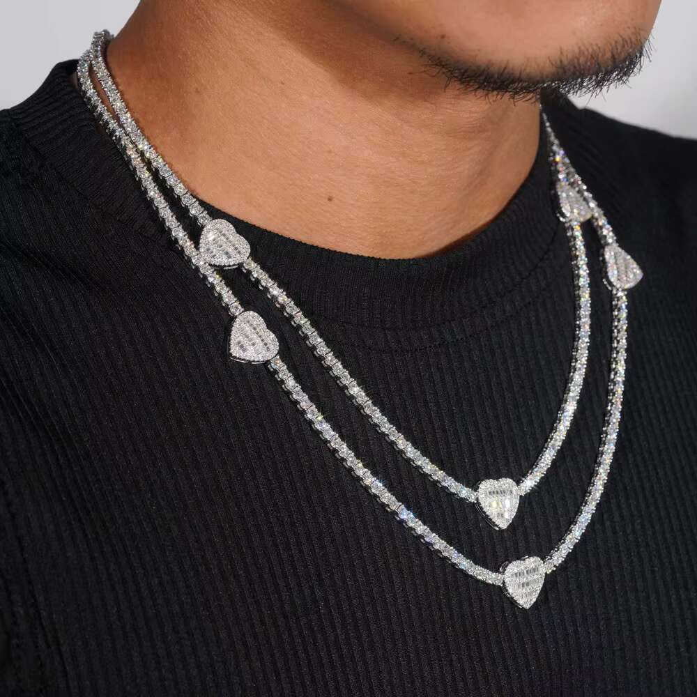 Luxury Moissanite Hearts Tennis Bracelet for Women Rhodium Plated Sterling Silver & VVS Cut