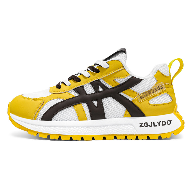 Free shipping casual shoes men color blocked breathable mesh sports shoes comfortable height increasing dad shoes