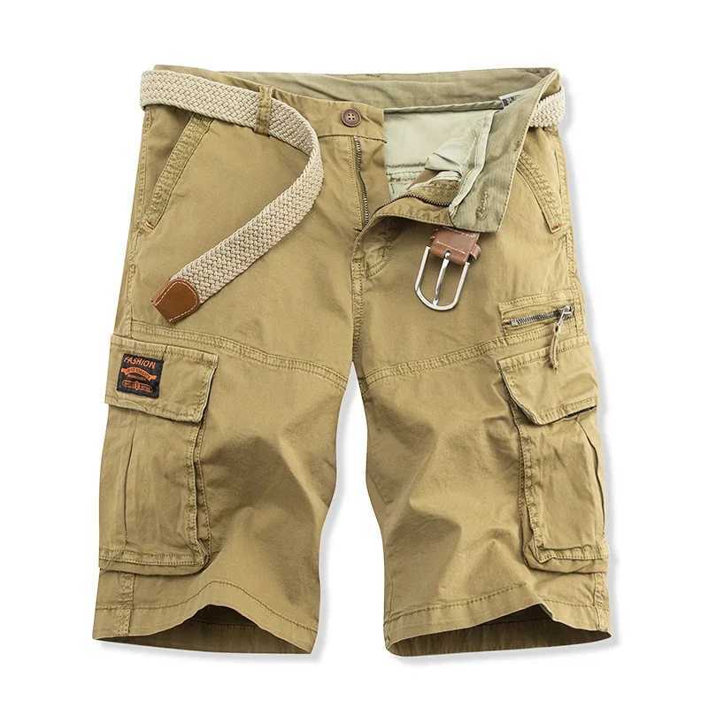 2023 Summer Mens Baggy Multi Pocket Shorts Military Goods Casual Mens Cotton Khaki Mens Tactical Shorts Versatile Solid Pants W250705