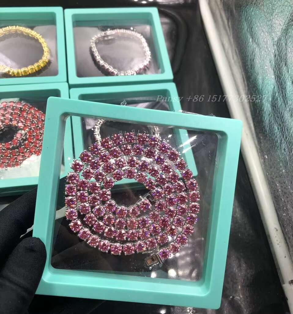 2mm 3mm 4mm 6.5mm Moissanite 925 Sterling Silver Gold Plated Men Necklace Iced Out Jewelry Diamond Moissanite Tennis Link Chain