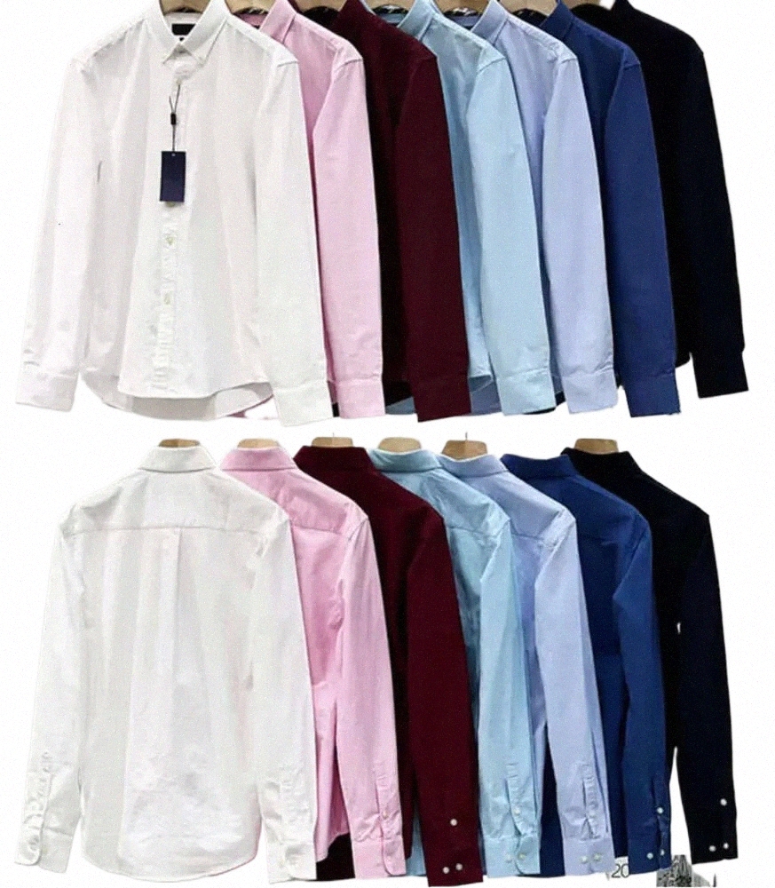 2025 T-shirts de créateurs Kleid Big Horse Sticolrei Geschaftskleidung Langarm Slim Revers Laurens Shipt Cotton Shirt 1B EB R0G3 #