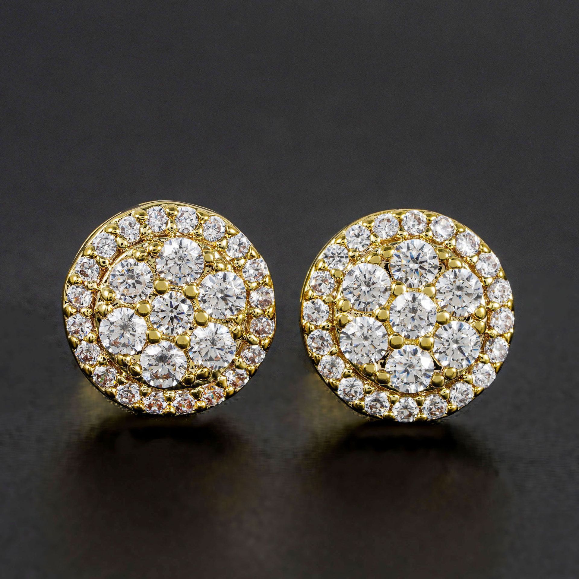 925 Sterling Silver Screw Back Cluster Hip-Hop Stud Earrings Paved With Round Cut Moissanite Trendy Design Engagement Wedding