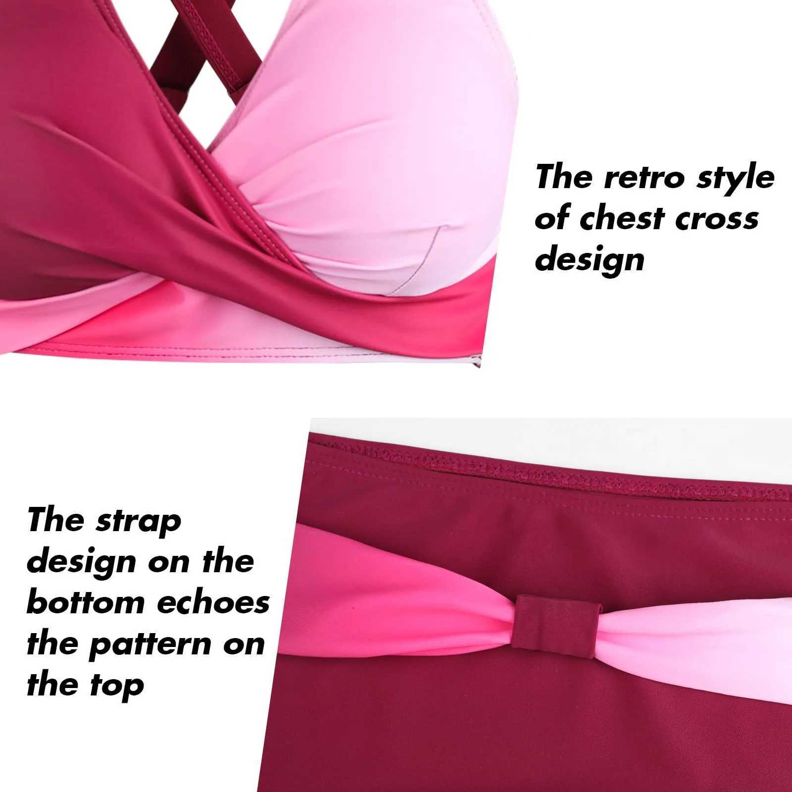 Bohemian High Waist Swimwear Women with Removable Chest Pad 2pcs Bather Bathing Suit Holiday New Sexy Bikini Sets Summer Beachwear XJ250624