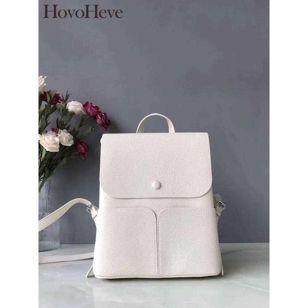 Retro Casual New Genuine Office Solid Color Natural Leather Travel Backpack Womens Shoulder School Bag 250706