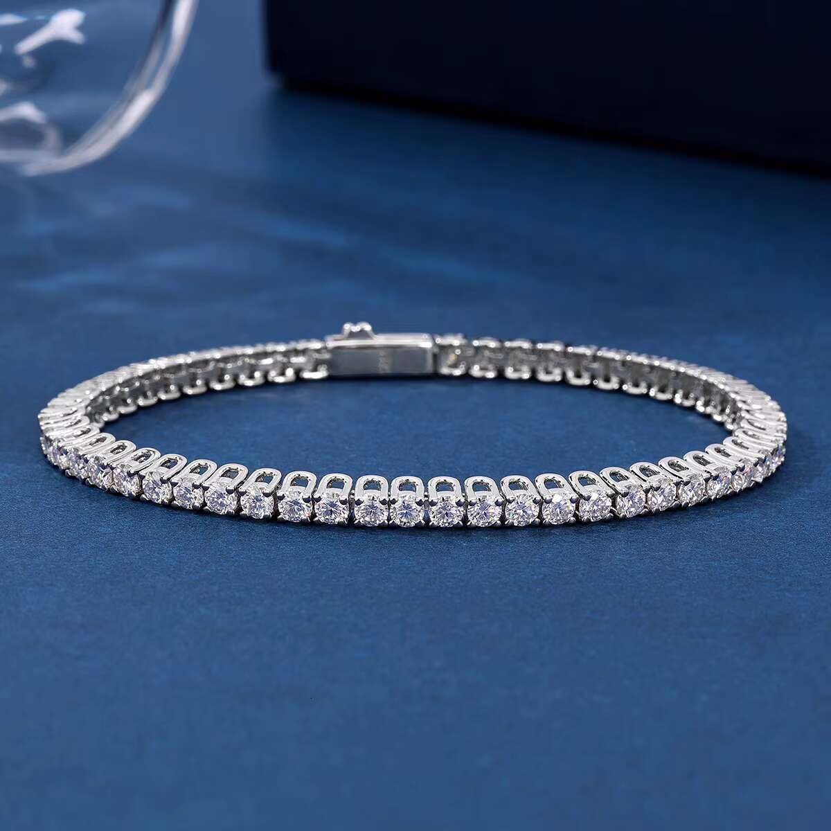 Trendy Unisex Jewelry Elegant 3mm High-Quality Moissanite Stones Set into 925 Pure Silver Chains