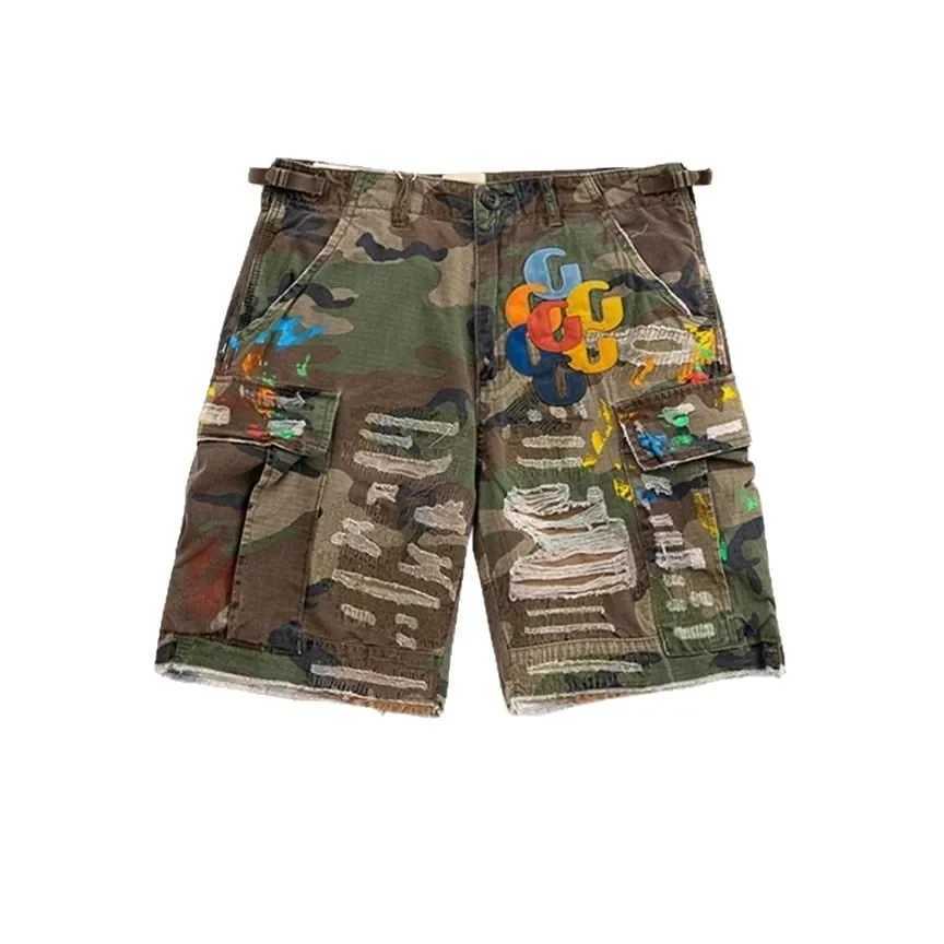 Men Summer Calf Length Ripped Jeans are not defective High Street Hipster Fashion Embroidered Shorts z250705KZUN