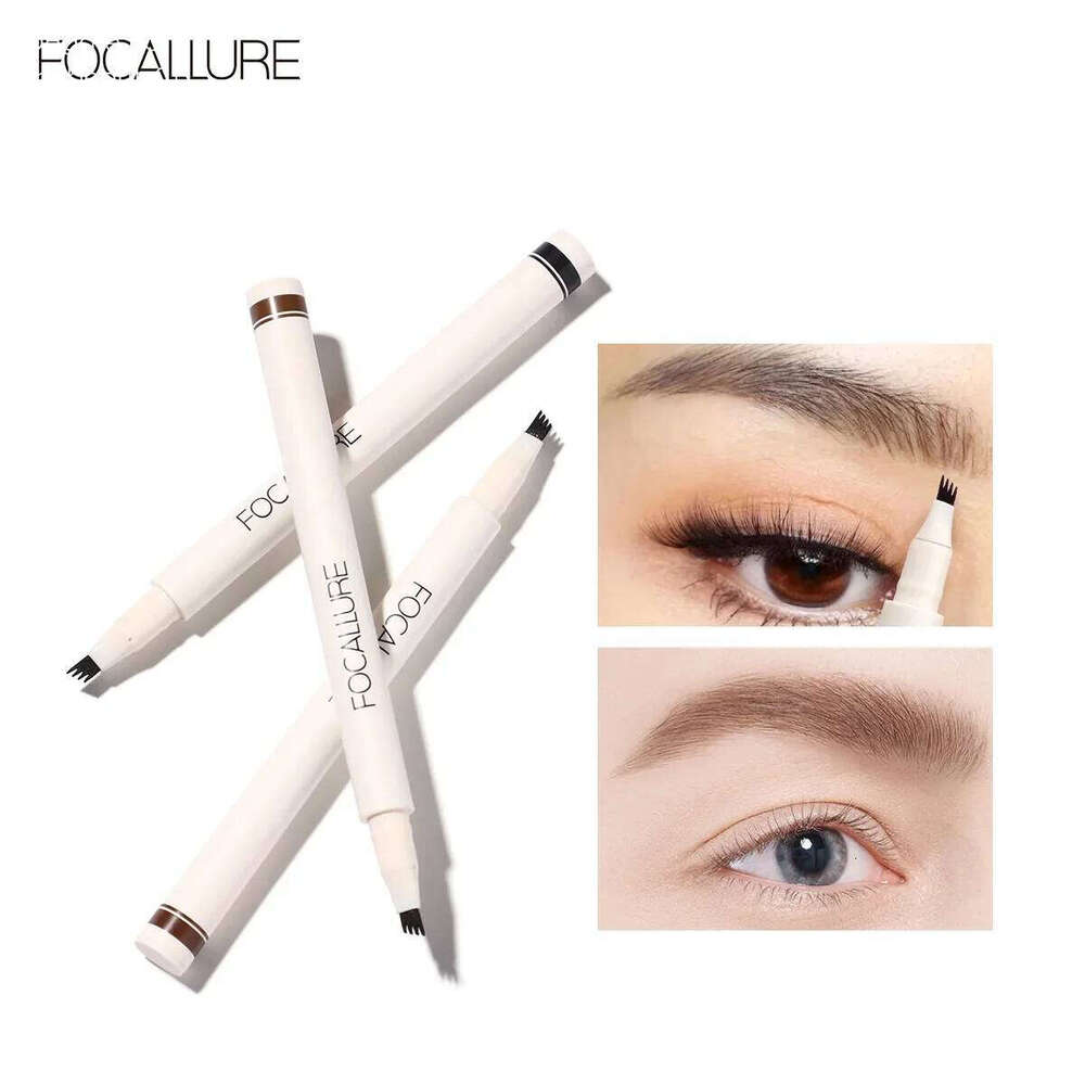 FOCALLURE Wholesale 4 Fork Tip Pencil Cosmetics Long Lasting Natural Dark Brown Liquid Eyebrow Pen Professional Makeup X250705
