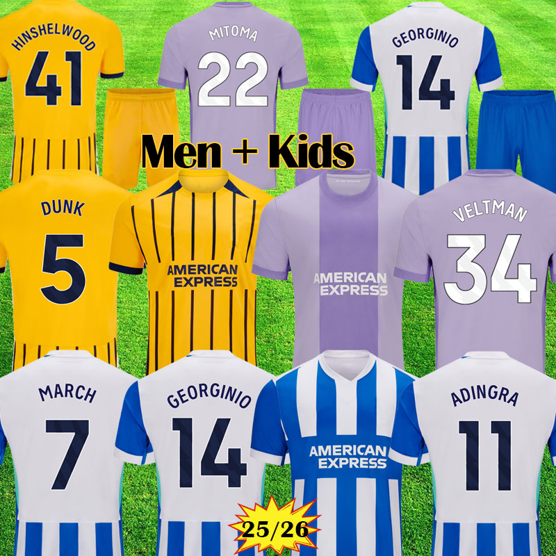 BHAFC Soccer Jerseys 25 26 Brightones Hoves Albiones Kits MITOMA FERGUSON The Seagulls Football Shirts GEORGINIO MARCH Mens Limited Edition Uniforms Kids kit 999