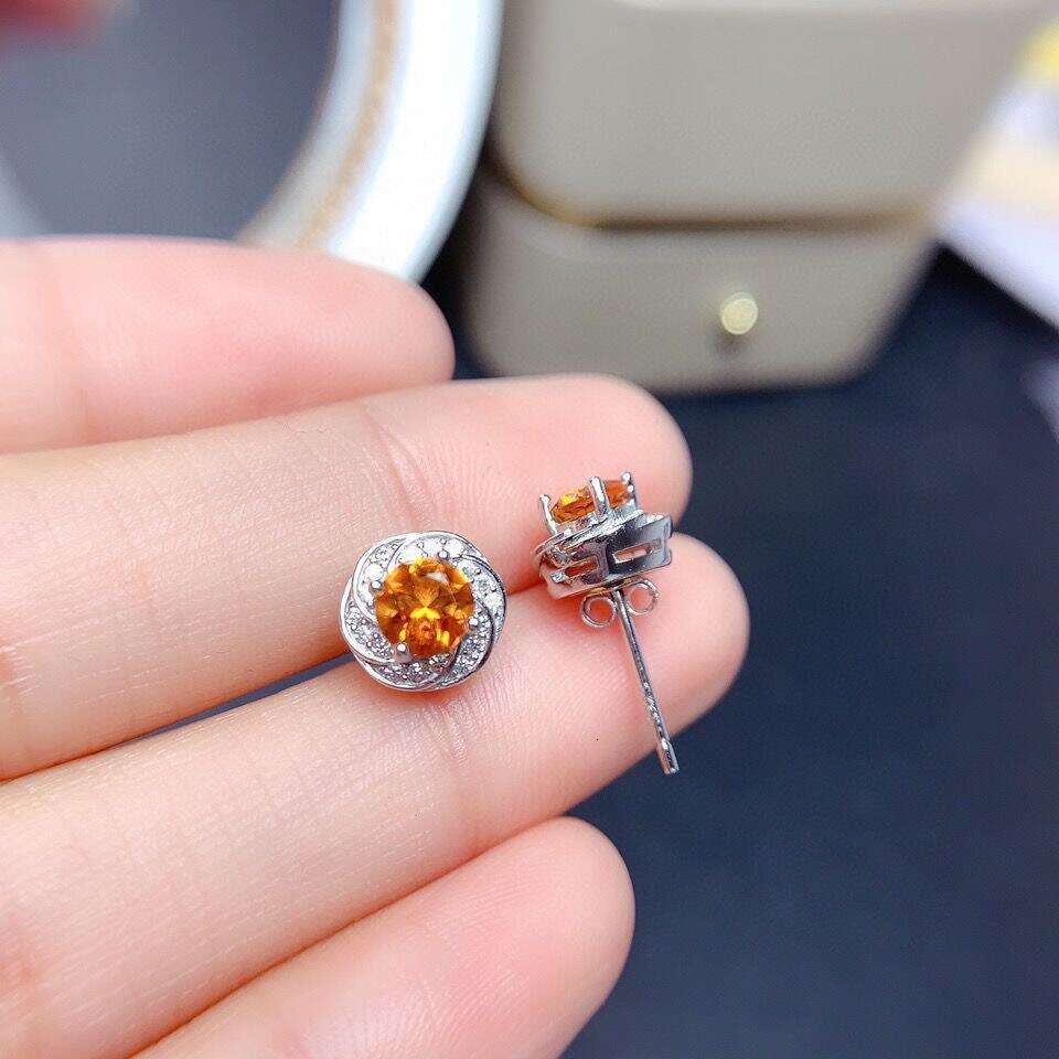 Live Imitation Moissanite Flower Earrings for Women Yellow Crystal Zircon Champagne Morganite Ear Jewelry d25