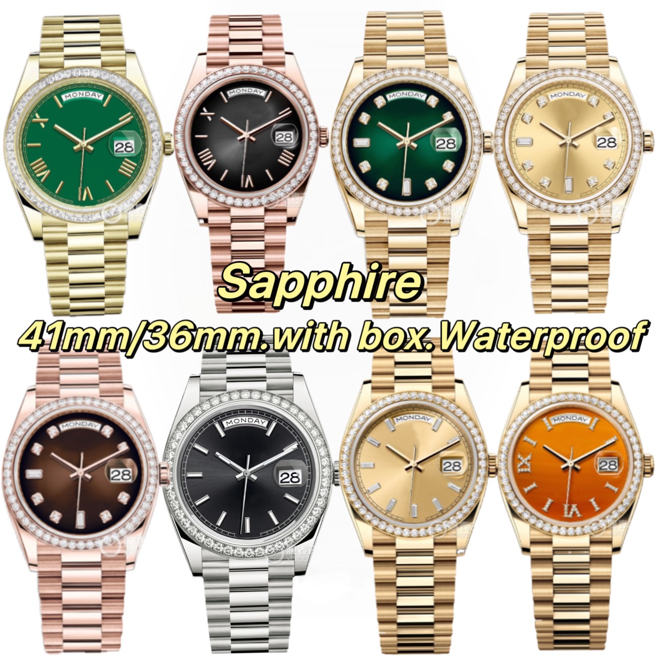 Diamond bezel 36mm/41mm Automatic watches Mechanical Watches calendar 316L FullStainless Steel waterproof Luminous Gold watch montre de luxury watch with box