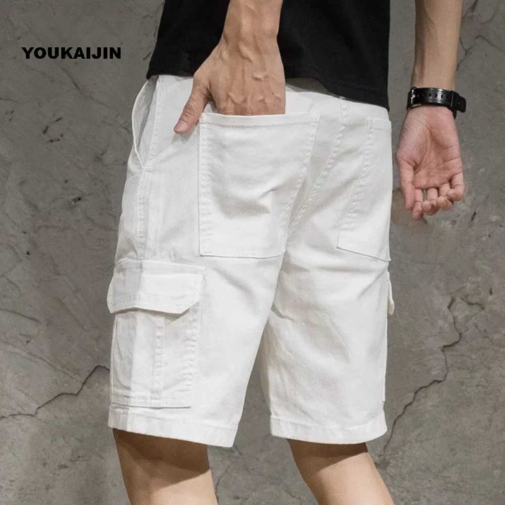 White Cargo Shorts Men Casual Shorts Summer Multi Pockets Joggers Shorts Mens Casual Sports Beach Pants W250705