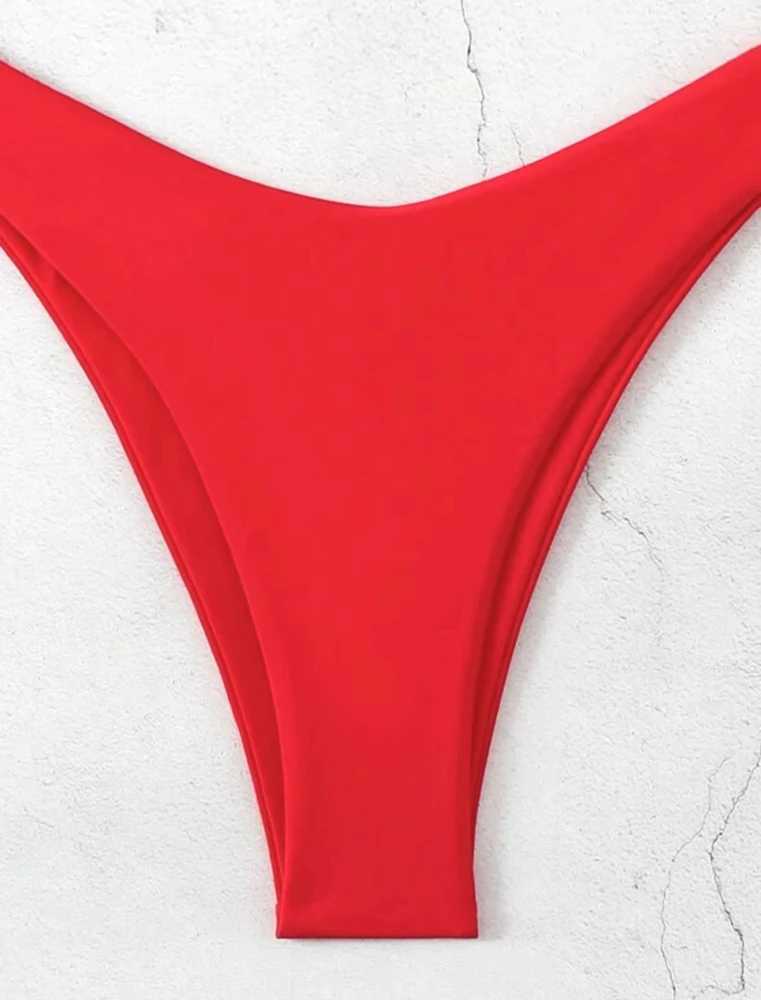 Women Red/Black/White/Coffee Bikini Padded Sexy Halter Bikini Two-Piece Set With Drawstring Straps Brazilian Bathing Suit 2025XJ250624