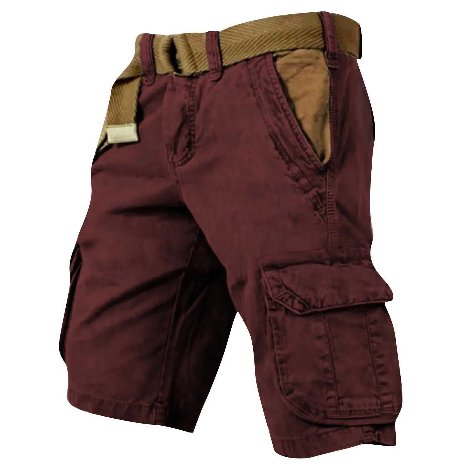 Retro Mens Shorts Overalls Sport Loose Wear Five Quarter Casual Pants With Pockets Summer Cargo Shorts For Men Mens Clothing W250705