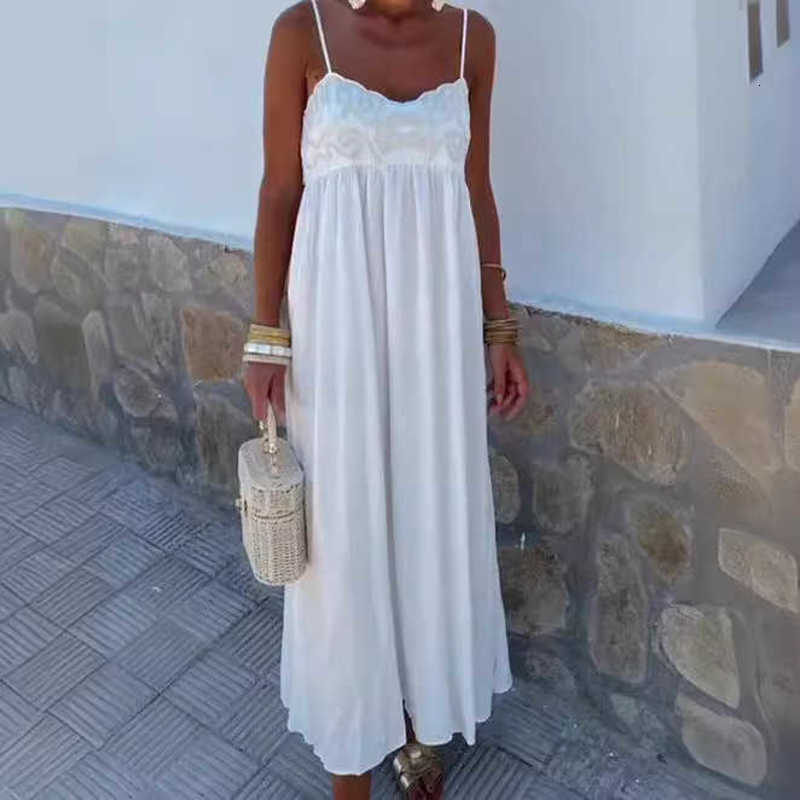 Fashion Evening Dress summer new suspender embroidered dress sleeveless backless long skirt comfortable and casual