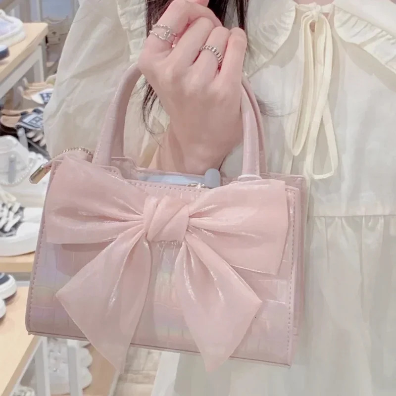 Fashion Womens Clutch Purse Handbags Summer Pink Bowknot Female Underarm Bags Sweet Girls Small Square Shoulder Messenger Bag 250703