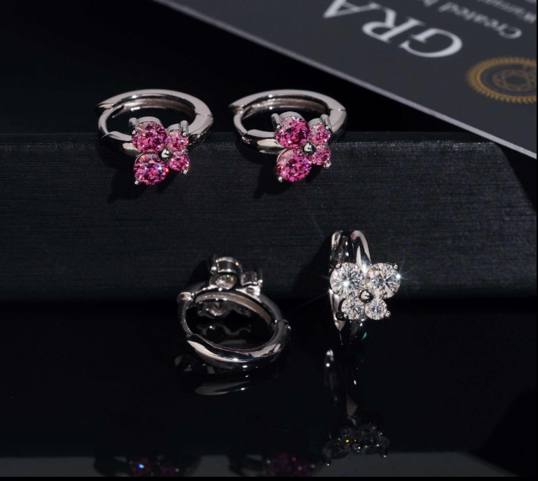 High Quality Moissanite Jewelry Pass Diamond Tester Hip Hop Earrings Butterfly 925 Silver Moissanite Diamond Earrings