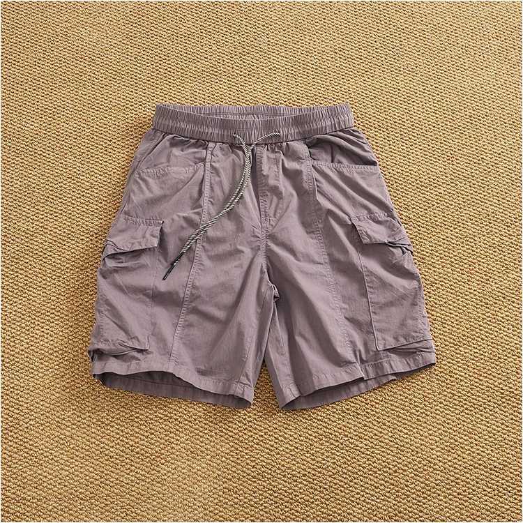 Summer New All-in-One Pocket Cargo Shorts Mens Patchwork Quick Dry Breathable Loose Straight Mid-Leg Trousers W250705