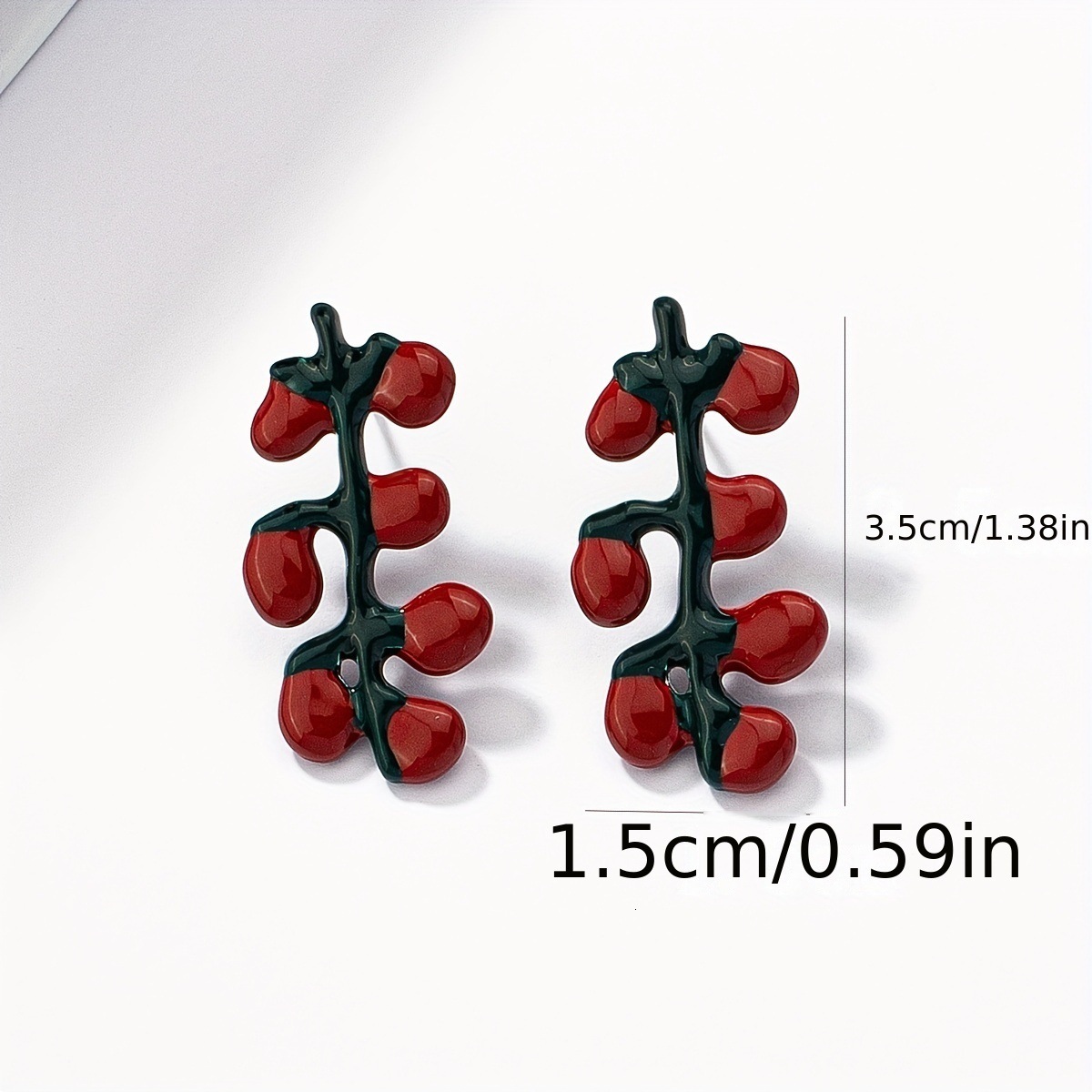 1 Pair Of Oil-Drip Red Cute Flowers Exquisite Small Elegant Fashion Trend