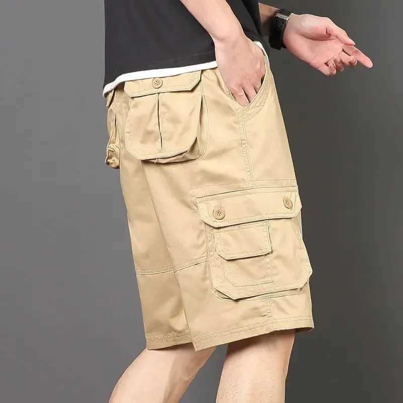 Mens Cargo Shorts Wide Short Pants for Men Bermuda Long Baggy Loose Solid Half with Pockets Casual Shorts Big and Tall Clothing W250705