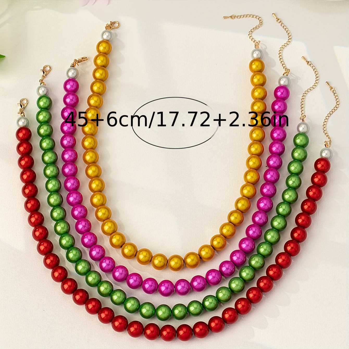 1 Piece Colorful Fashion Necklace Beaded Clavicle Chain Dopamine Candy Color
