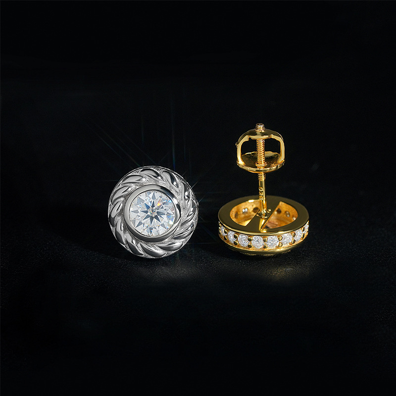 VVS Moissanite Diamond Ear Studs 925 Silver Hip Hop Jewelry Men Women Hot Sell Simple Earrings