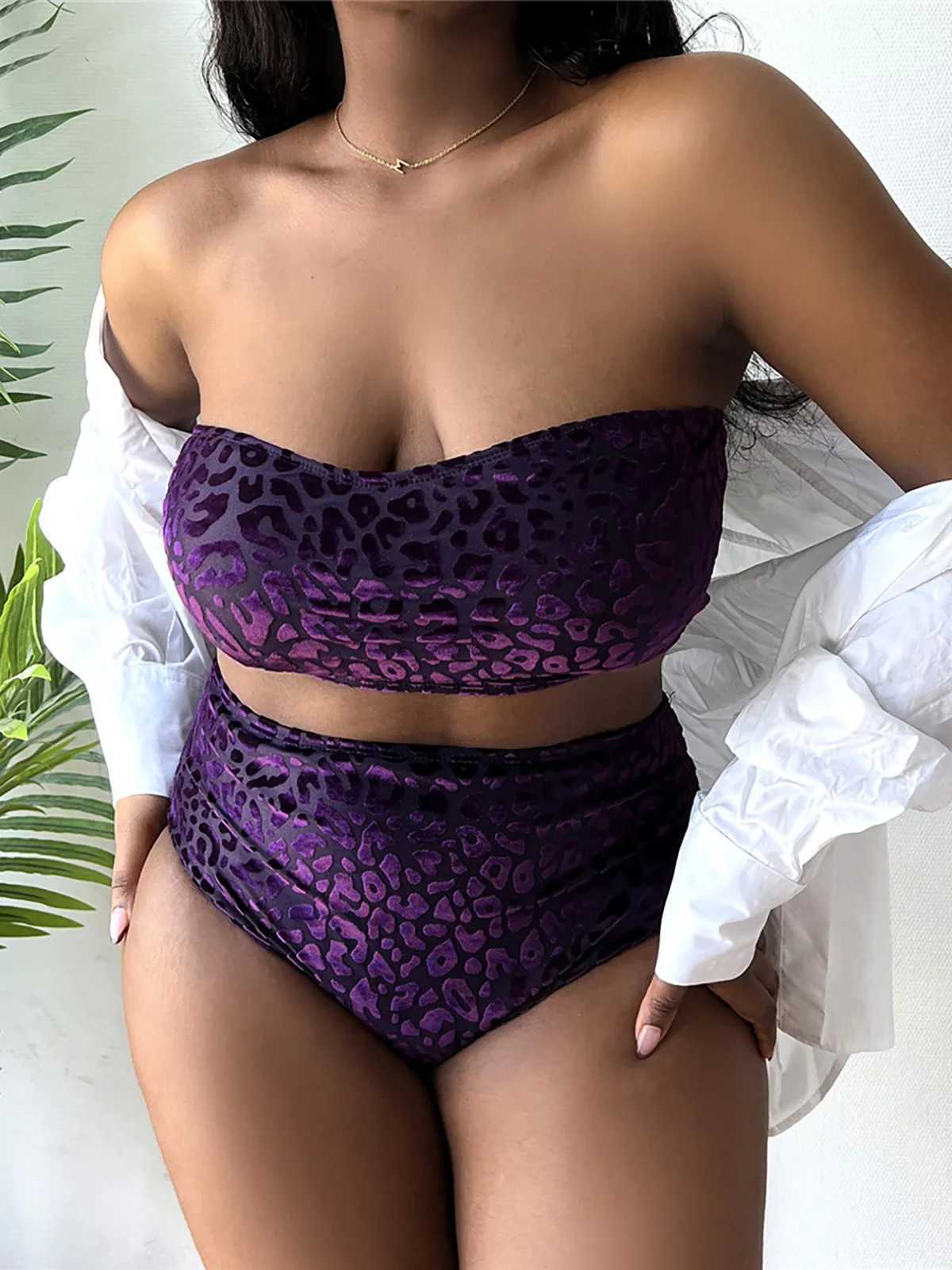 0XL - 4XL New Leopard Bikini Plus Size Large Size Swimwear Women Swimsuit Female Two-pieces Bikini set Bather Bathing Suit K3977 XJ250624