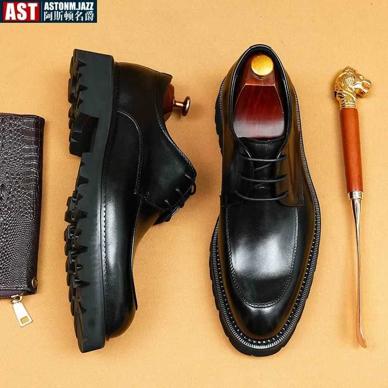 Luxury Mens Oxford Genuine Leather Shoes Black Brown Classic Shoes Brogue Lace Up Dress Wedding Office Business Men Formal Shoes W250705