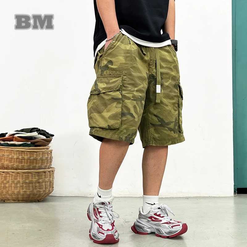 American Vintage Tactical Cargo Shorts Men Summer Baggy Camouflage High Quality Casual Mid-Length Multiple Pockets Pants Male W250705