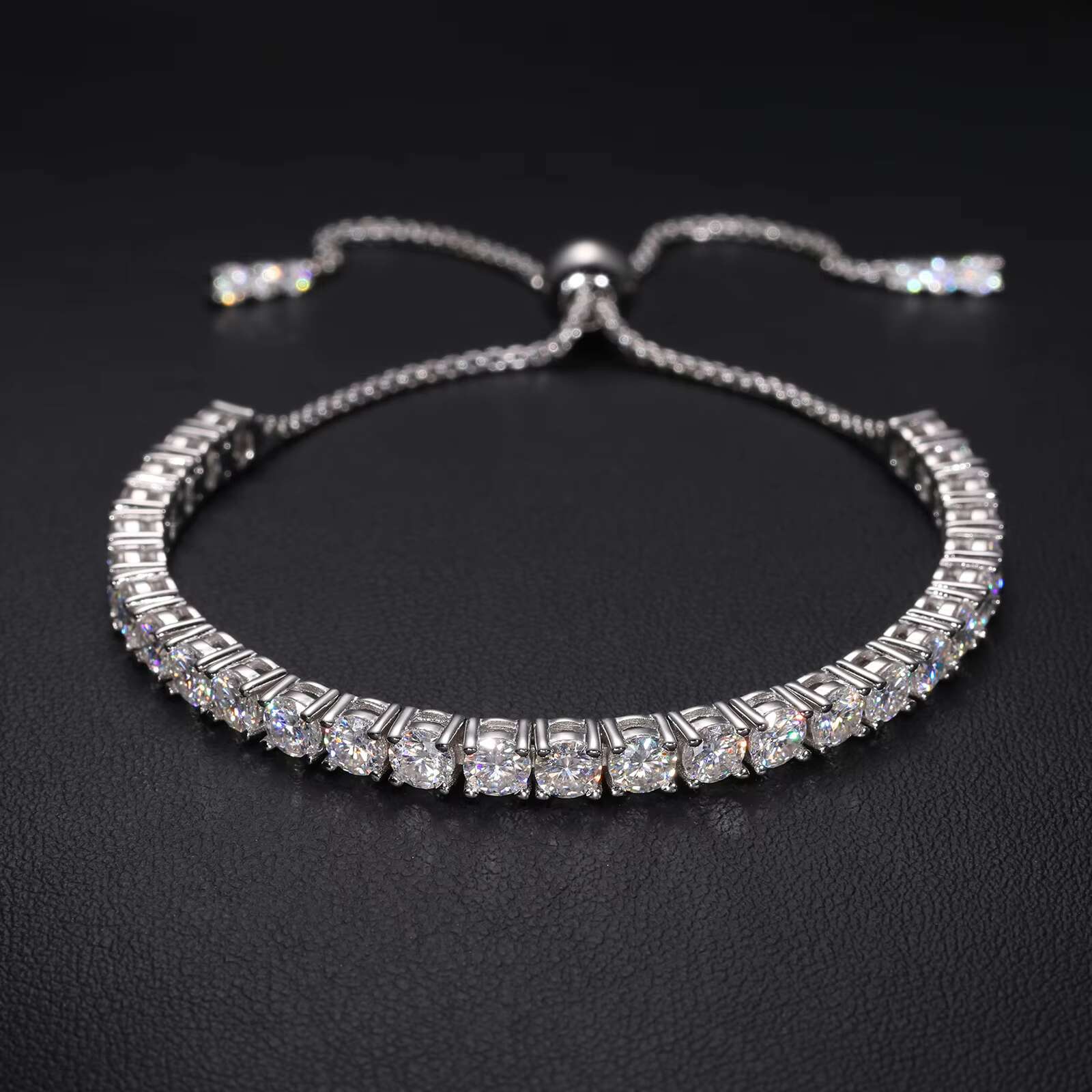 Adjustable Slider 925 Sterling Silver VVS Moissanite Tennis Bracelet Luxury Jewelry Fashion Wedding Gift High Quality