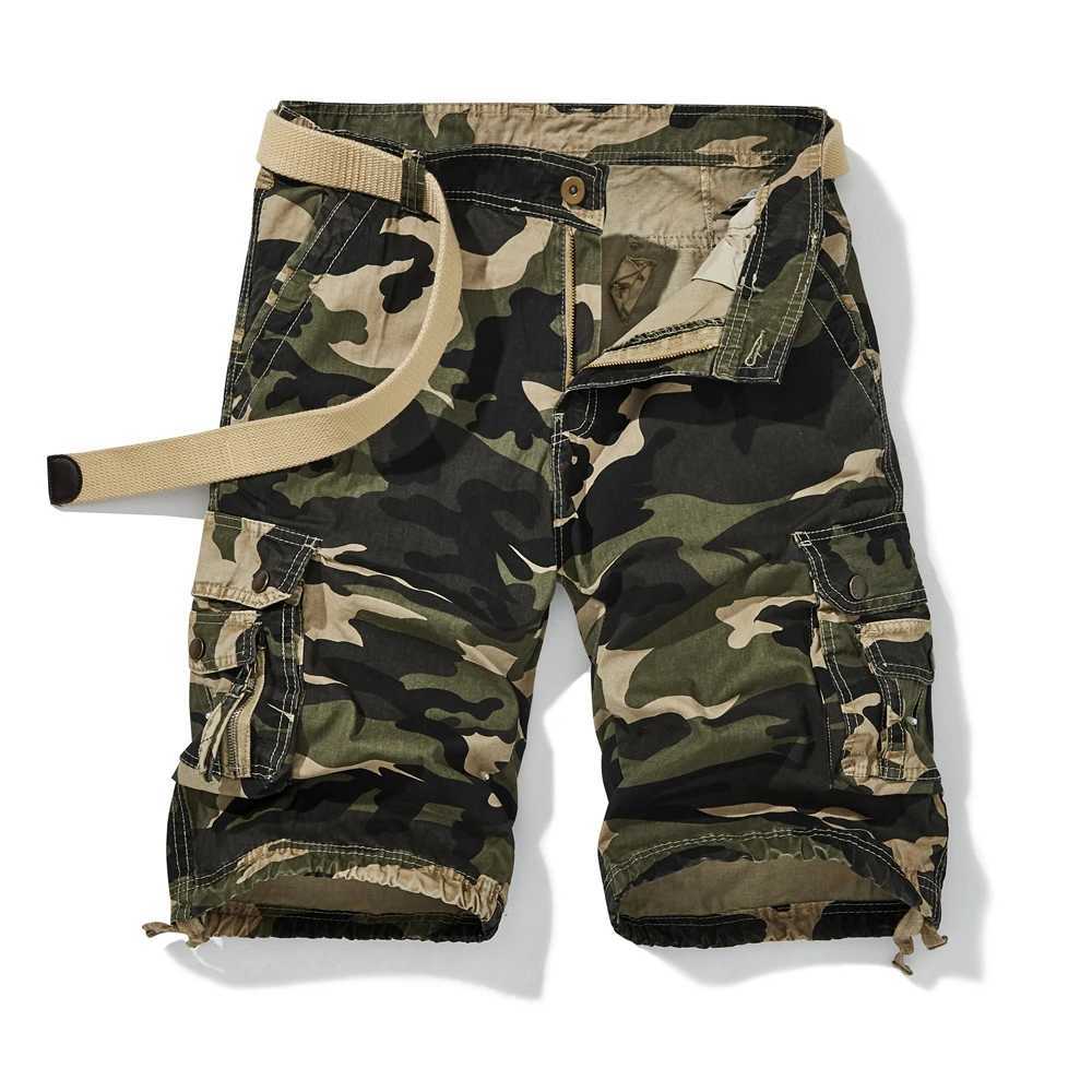 Cargo Shorts Mens Fashion Summer Knee Length Shorts Cotton Multi-pocket Camouflage Shorts Male Military Loose Breathable Short W250705