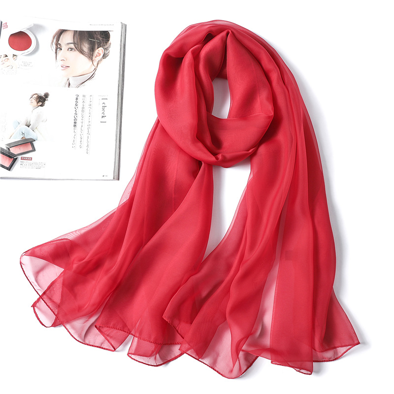 K1237 New pure color versatile soft yarn scarf female imitation silk Korean silk scarf female summer sunscreen shawl imitation beach towel