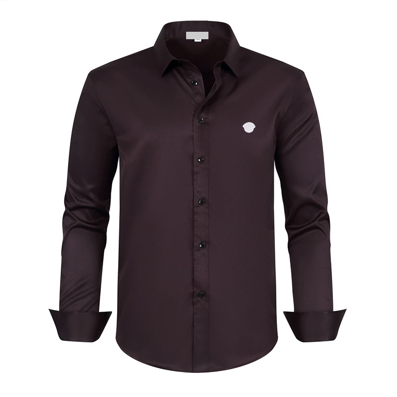Men's Dress Shirts Business shirt microprojectile slim fit versatile all season four sided elastic non ironing men's long sleeved Ext