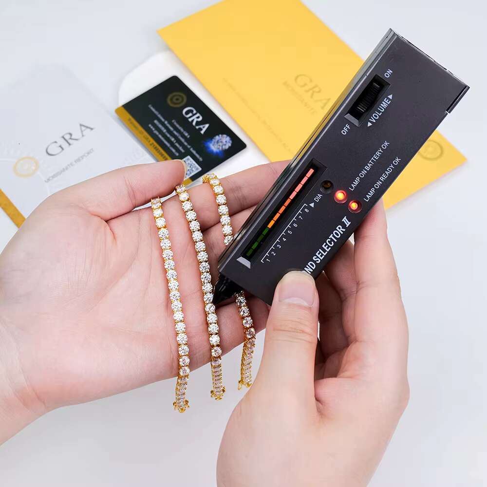 5mm Tennis Bracelet Moissanite Diamond Stone WHITE Color 925silver Plated Yellow Gold