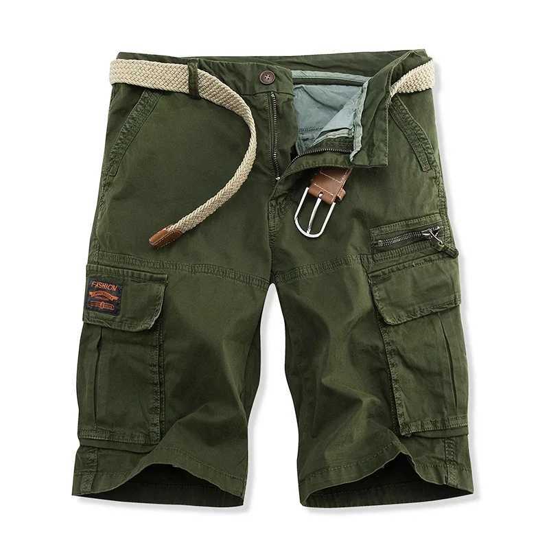 2023 Summer Mens Baggy Multi Pocket Shorts Military Goods Casual Mens Cotton Khaki Mens Tactical Shorts Versatile Solid Pants W250705