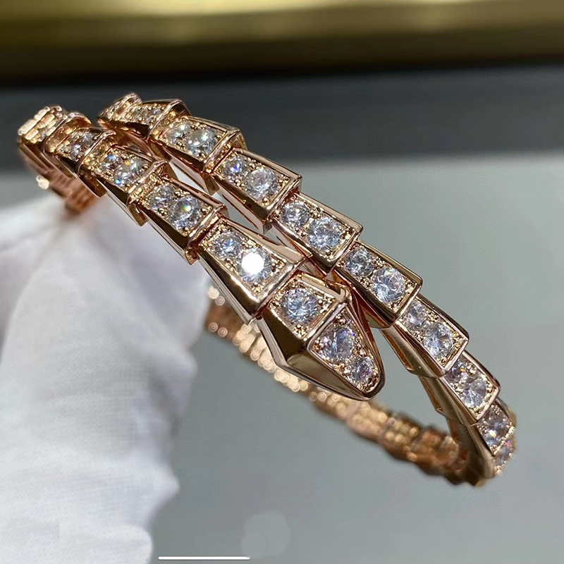 New Best-Selling Fashion Wedding Jewelry For Women Single-Ring Snake Designer Open Bracelet Party Birthday Gift High-Quality Diamond-Encrusted Snake Bracelet Gift