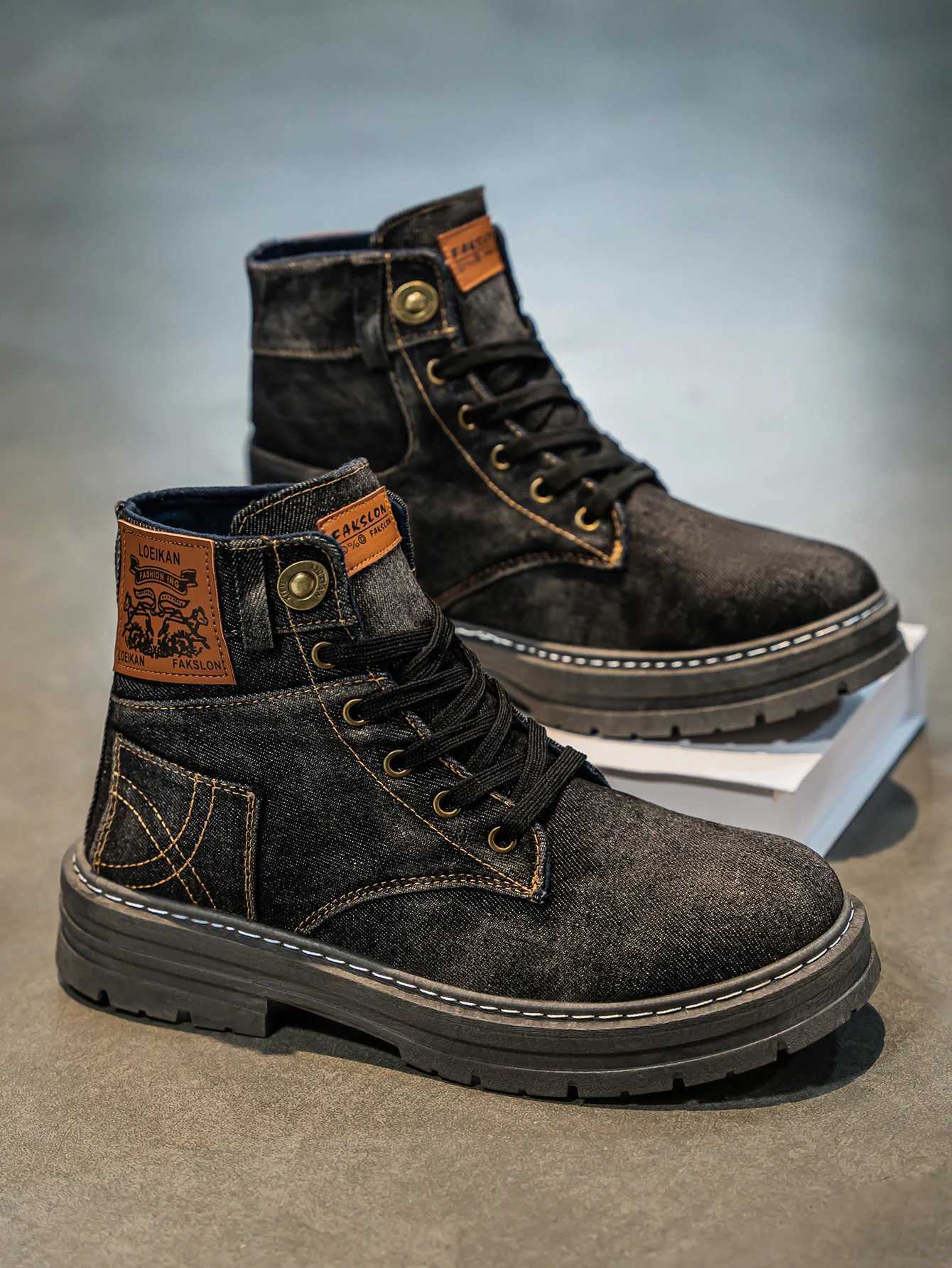 Mens high top denim boots casual sports shoes trendy and fashionable mens boots Z250704