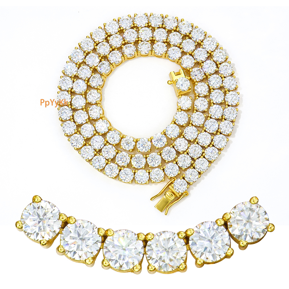 Luxury Jewelry Designer Necklace 2-6mm 925 Sterling Silver Gold Plated GRA Certified VVS Moissanite Tennis Necklace Bling Chain