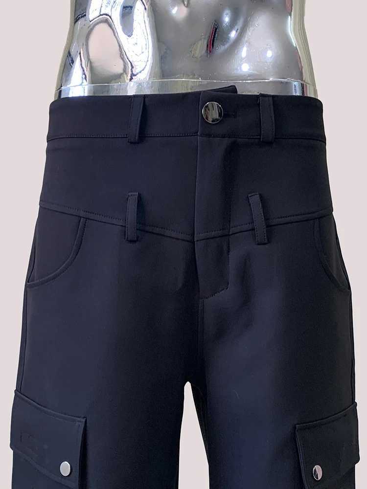 Mauroicardi Spring Summer Cool Handsome Black Cargo Shorts for Men High Waist Mens Straight Pants Luxury Designer Emo Clothes W250705