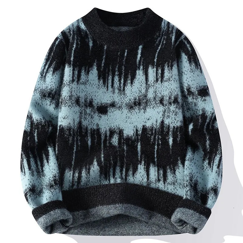 Mens Trendy Color Blocked Sweater American Men Classic Autumn Knitted Pullover Fashionable Slim Fit Harajuku Retro Multi-color 250704