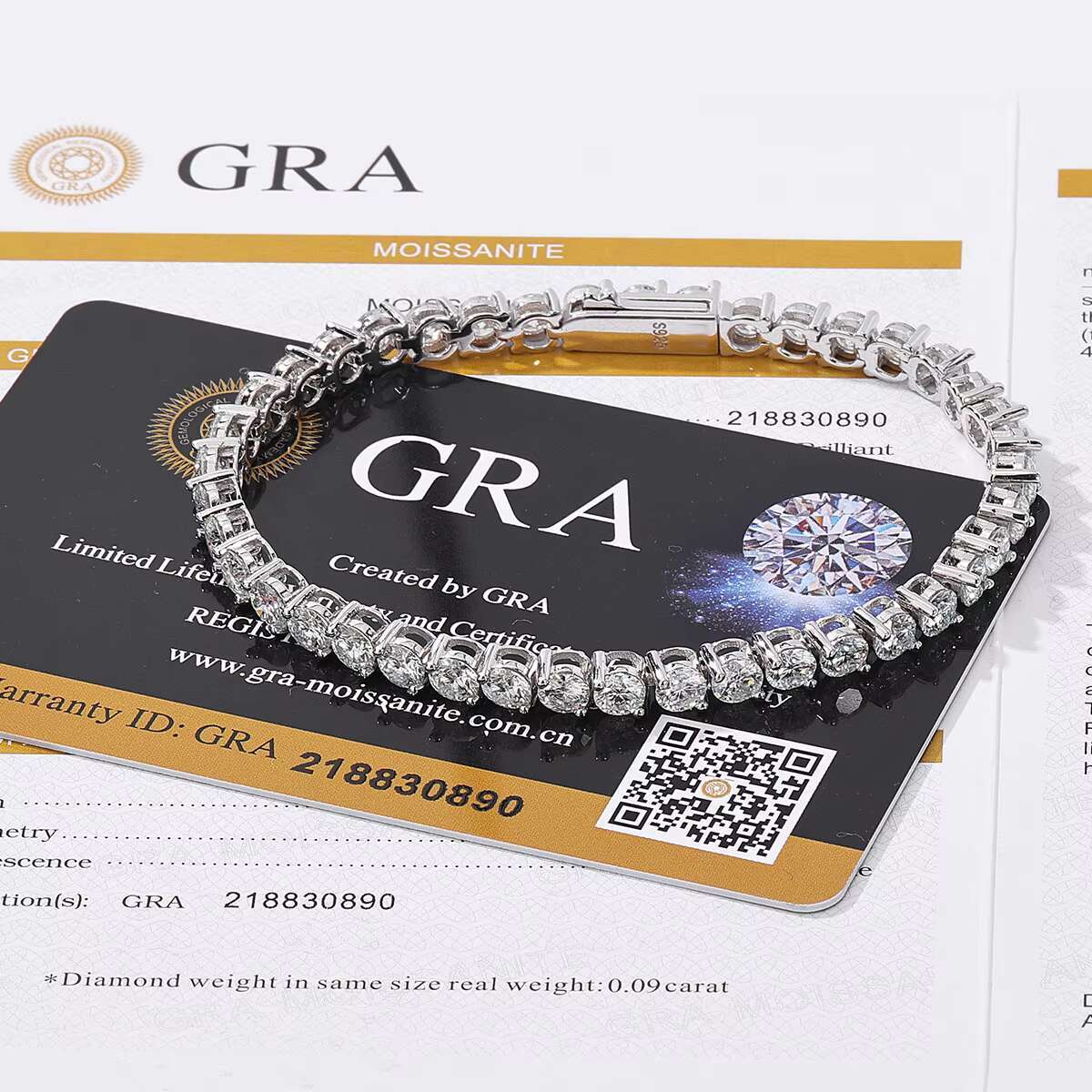 Hip Hop 3mm 4mm Moissanite 925 Sterling Silver Vvs Moissanite Diamond Tennis Chain GRA Certified Unisex Bracelet