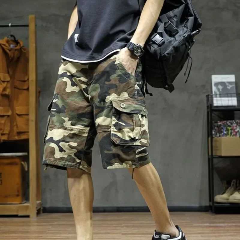 Bermuda Mens Cargo Shorts Baggy Camouflage Short Pants for Men Camo Loose Long with Pockets Wide Half 2025 Fashion Casual Nylon W250705