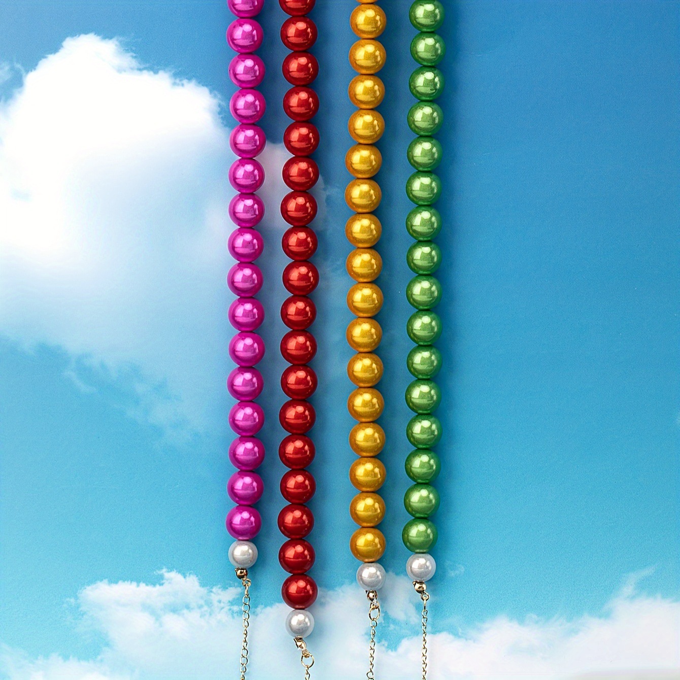 1 Piece Colorful Fashion Necklace Beaded Clavicle Chain Dopamine Candy Color